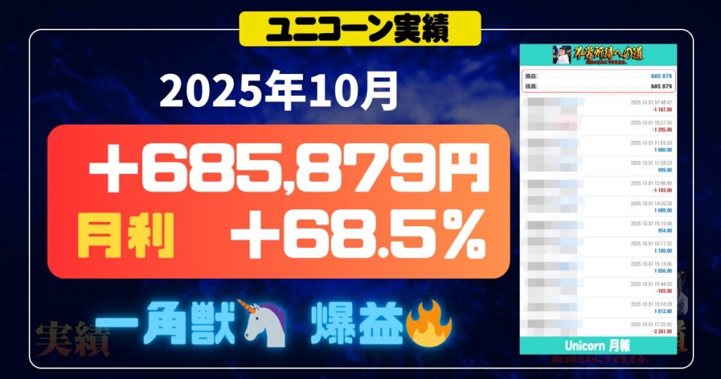 【月利】ユニコーン実績 2025年10月 エビデンス